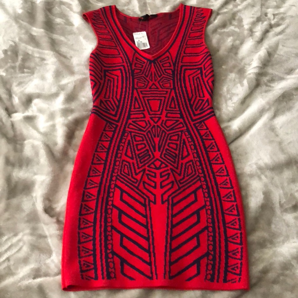 Forever21 bodycon mini dress blue/red